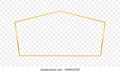 Gold glowing tetragon shape frame isolated on transparent background. Shiny frame with glowing effects. Vector illustration.