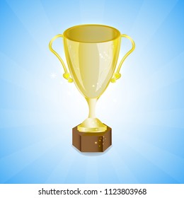 gold goblet on a blue background