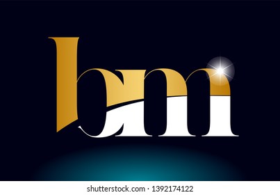 gold golden alphabet letter bm b m logo icon combination design suitable for a company or business