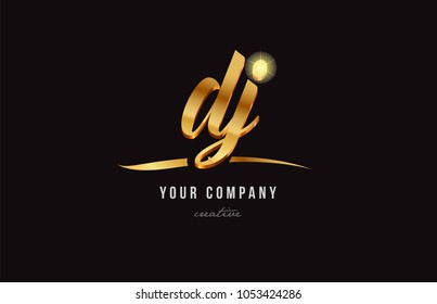 gold golden alphabet letter dj d j logo combination design suitable for a company or business