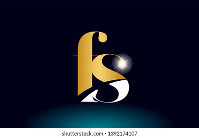 gold golden alphabet letter fs f s logo icon combination design suitable for a company or business