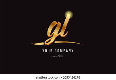 gold golden alphabet letter gl g l logo combination design suitable for a company or business