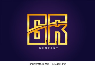 gold golden alphabet letter gr g r logo combination design suitable for a company or business on a puple blue background