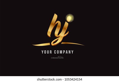 gold golden alphabet letter hy h y logo combination design suitable for a company or business