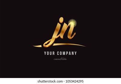 gold golden alphabet letter jn j n logo combination design suitable for a company or business