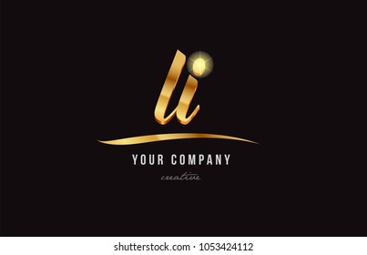 gold golden alphabet letter li l i  logo combination design suitable for a company or business