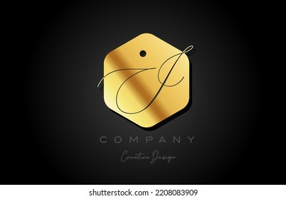 Gold Golden I Alphabet Letter Logo Icon Design With Dot And Elegant Style. Creative Polygon Template For Company And Business