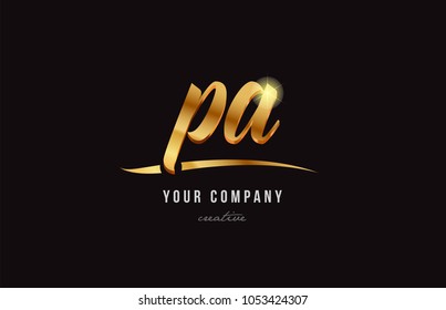 gold golden alphabet letter pa p a logo combination design suitable for a company or business