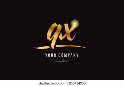 gold golden alphabet letter qx q x logo combination design suitable for a company or business