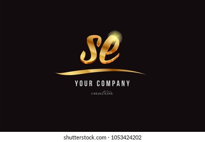 gold golden alphabet letter se s e logo combination design suitable for a company or business