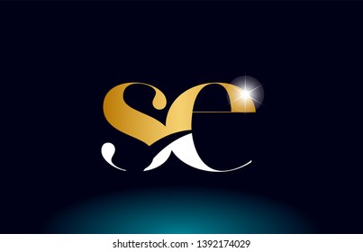 gold golden alphabet letter se s e logo icon combination design suitable for a company or business