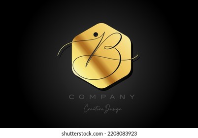 Gold Golden B Alphabet Letter Logo Icon Design With Dot And Elegant Style. Creative Polygon Template For Company And Business