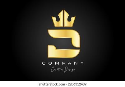 gold golden D alphabet letter logo icon design. Creative crown king template for business and company