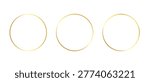 Gold golden frame ring set. Golden round circle line glitter luxury thin outline scribble shape. Elegant abstract geometric sparkle light effect for design logo decoration. Vector illustration