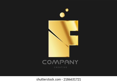 gold golden geometric F alphabet letter logo icon design. Creative template for company and business in yellow color