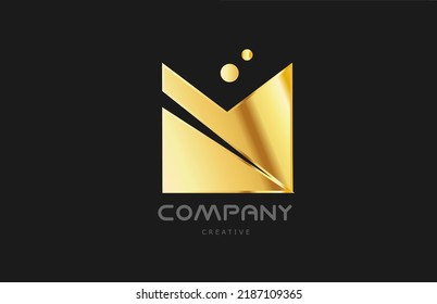 gold golden geometric M alphabet letter logo icon design. Creative template for company and business in yellow color
