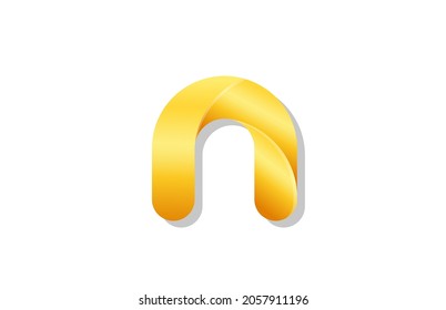 gold golden gradient logo n alphabet letter design icon for company. Suitable as a business logotype 