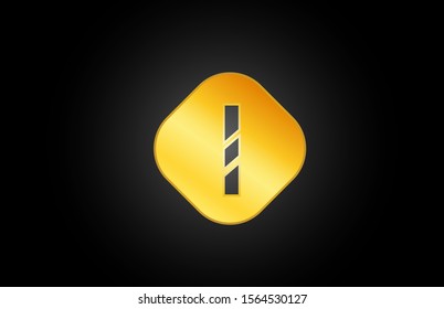 gold or golden I letter icon alphabet logo shape for business design. Luxury logotype concept