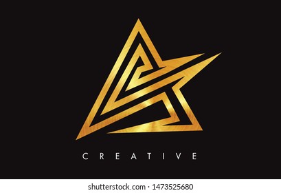 A Gold Golden  Letter Modern Trendy Design Logo. Letter A Icon Logo with Monogram Vector Illustration.