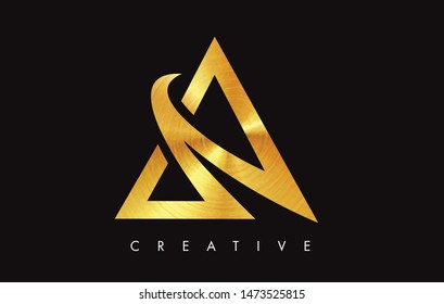 A Gold Golden  Letter Modern Trendy Design Logo. Letter A Icon Logo with Monogram Vector Illustration.