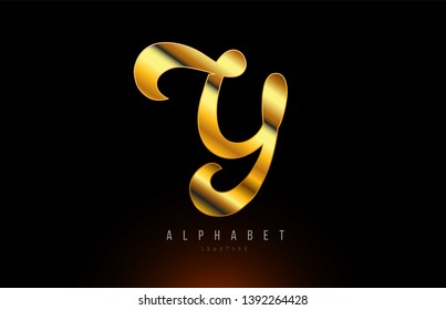 Gold golden letter Y logo design with metal look suitable for a company or business