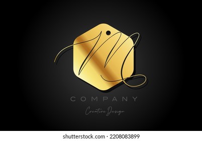 Gold Golden M Alphabet Letter Logo Icon Design With Dot And Elegant Style. Creative Polygon Template For Company And Business