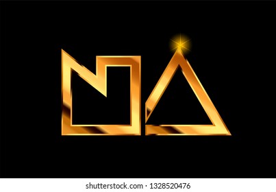 gold golden metal alphabet letter logo combination na n a design suitable for a company or business