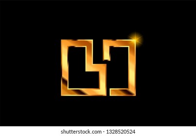 gold golden metal alphabet letter logo combination li l i design suitable for a company or business