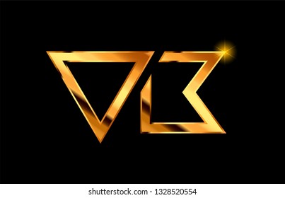 gold golden metal alphabet letter logo combination vk v k design suitable for a company or business