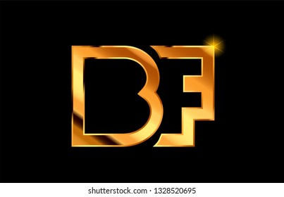 gold golden metal alphabet letter logo combination bf b f design suitable for a company or business
