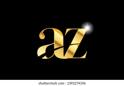 gold golden metal metallic alphabet letter az a z logo icon design for a company or business