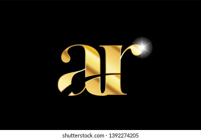 gold golden metal metallic alphabet letter ar a r logo icon design for a company or business
