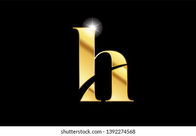 gold golden metal metallic alphabet letter h logo icon design for a company or business