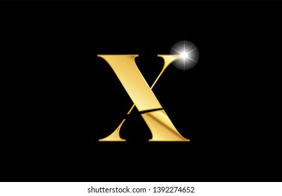 gold golden metal metallic alphabet letter x logo icon design for a company or business