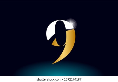 gold golden number 9 logo icon design suitable for a company or business