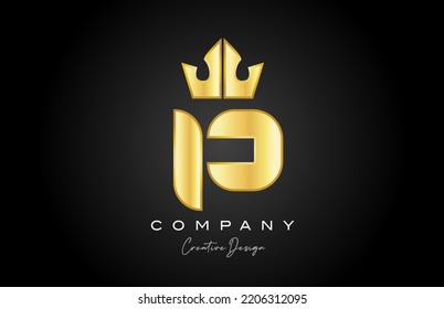 gold golden P alphabet letter logo icon design. Creative crown king template for business and company