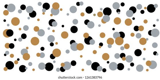 Gold golden polka dot point pattern Memphis pois design Seamless shape Vector fabric textures background banner. Funny retro pop art 80 70 years style. Circle buttons. Christmas xmas
