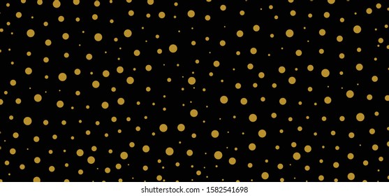Gold golden polka dot point pattern Memphis pois design Seamless shape Vector fabric textures background banner. Funny retro pop art 80 70 years style. Circle buttons. Christmas xmas
