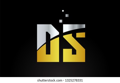 gold golden silver metallic color alphabet letter DS D S logo combination design suitable for a company or business