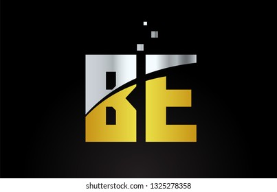 gold golden silver metallic color alphabet letter BE B E logo combination design suitable for a company or business