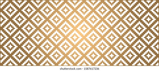 Gold golden tribal Ethnic Aztec background pattern seamless print vector border banner style Design bad Christmas xmas fabric textile texture fabric weaving square plaid fun 