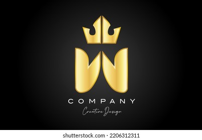 gold golden W alphabet letter logo icon design. Creative crown king template for business and company