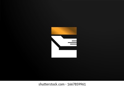 goldgelbes, weißes E-Logo Buchstaben-Symbol-Design für Unternehmen und Unternehmen. Geeignet für Luxuslogotype