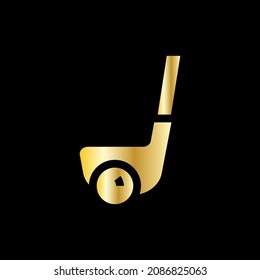 gold golf symbol on the dark background.