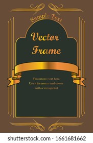 Gold & Gorgeous vintage antique ornament border, European ornament background, cover template, calligraphic illustrations, vector data.