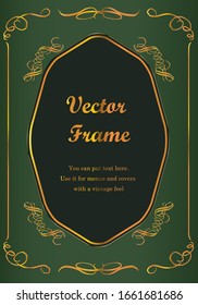 Gold & Gorgeous vintage antique ornament border, European ornament background, cover template, calligraphic illustrations, vector data.
