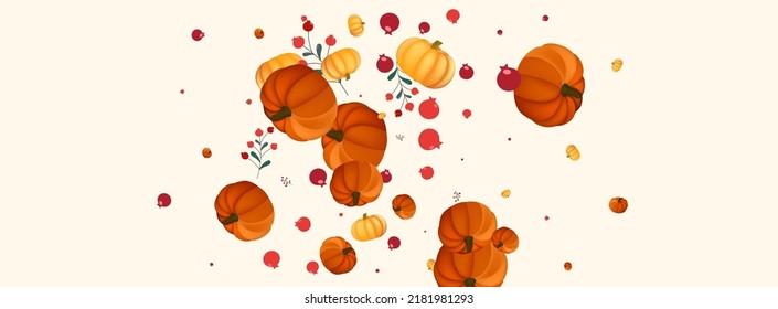 Gold Gourd Background Beige Vector. Leaves Maple. Colorful Print Template. Abstract Frame. Red Plant Wallpaper Set.