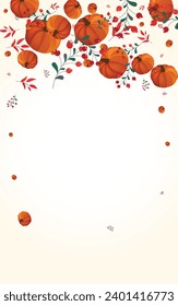 Gold Gourd Background Light Vector. Yellow Collection Set. Green Pumpkin Floral Texture. Leaves September. Oak Banner.