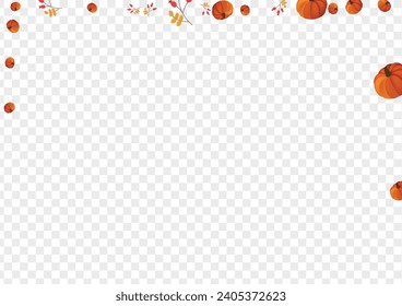 Gold Gourd Background Transparent Vector. Orange Nature Frame. Yellow Rowan Food Set. Pumpkin Image. Drawing Template.