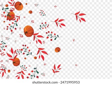Gold Gourd Background Transparent Vector. Green Halloween Border. Orange Leaf Fall Illustration. Rowan Vintage. Decoration Frame.